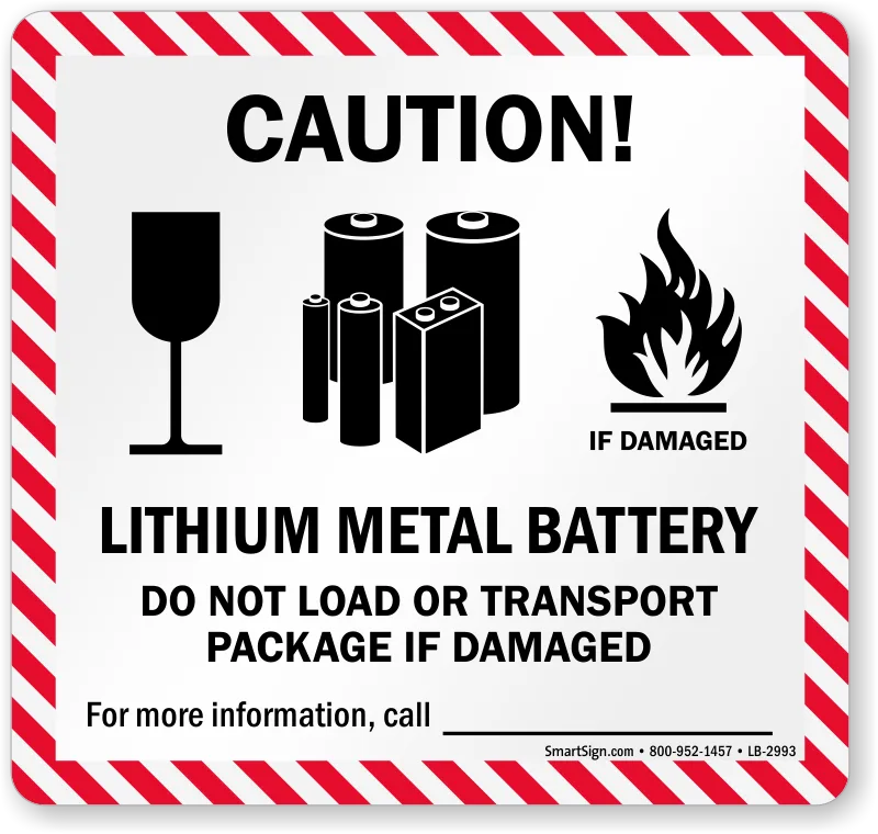 Lithium battery shipping warning label