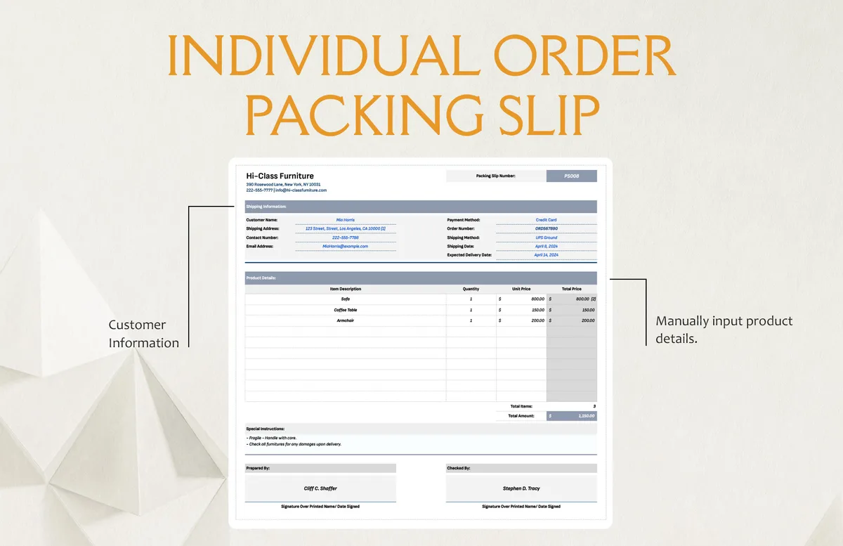 packing slip