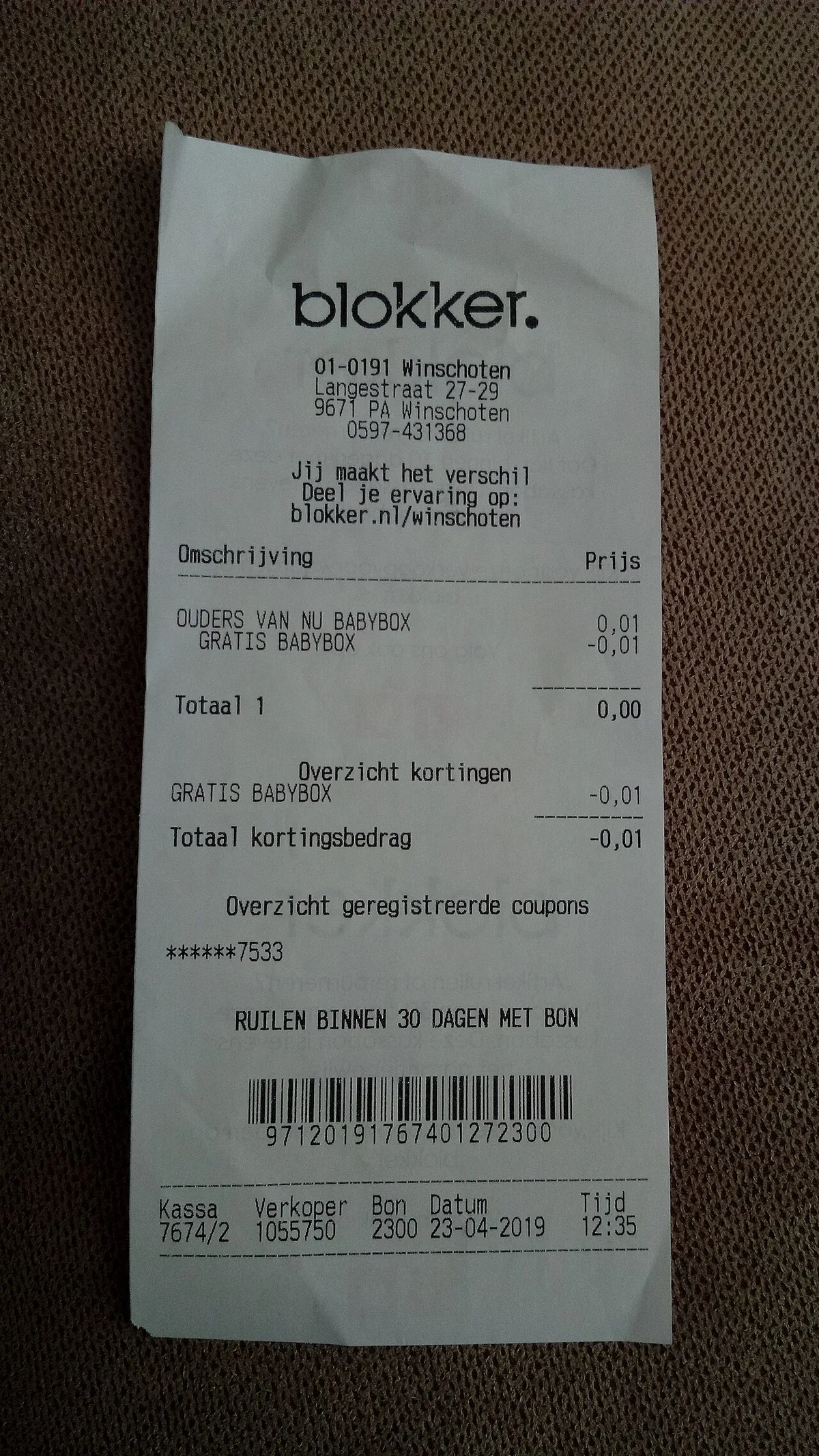 receipt and packaging