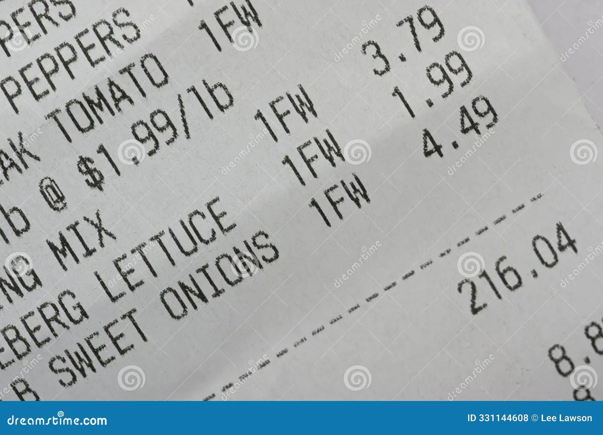 receipt close up