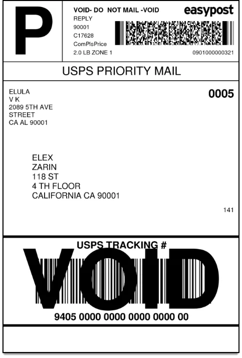 return shipping label